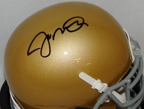 Joe Montana Autographed *Black Notre Dame Schutt Mini Helmet- JSA Witnessed Auth