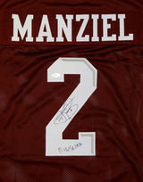 Johnny Manziel Autographed Maroon College Style Jersey W/ Heisman- JSA W Auth