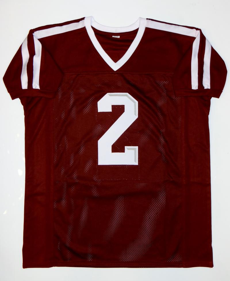 Johnny Manziel Autographed Maroon College Style Jersey W/ Heisman- JSA W Auth