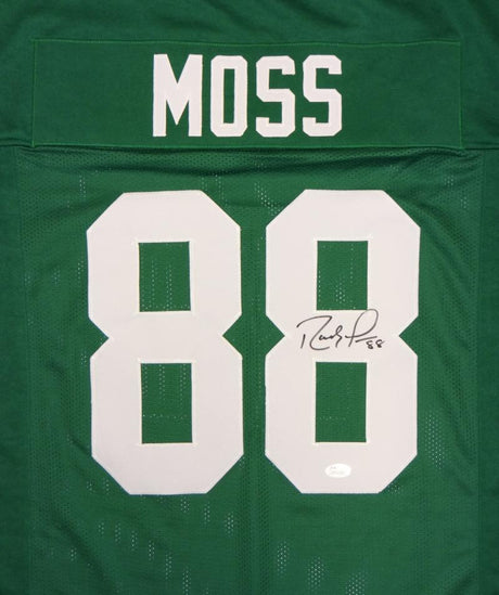 Randy Moss Autographed Green College Style Jersey- JSA Witnessed Auth