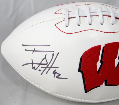 TJ Watt Autographed Wisconsin Badgers Logo Football -JSA W Auth/ Watt Holo