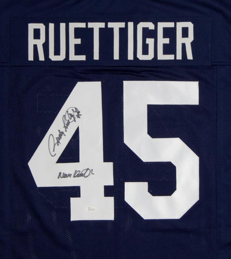 Rudy Ruettiger Autographed Never Quit Navy Blue College Style Jersey- JSA W Auth Image 2