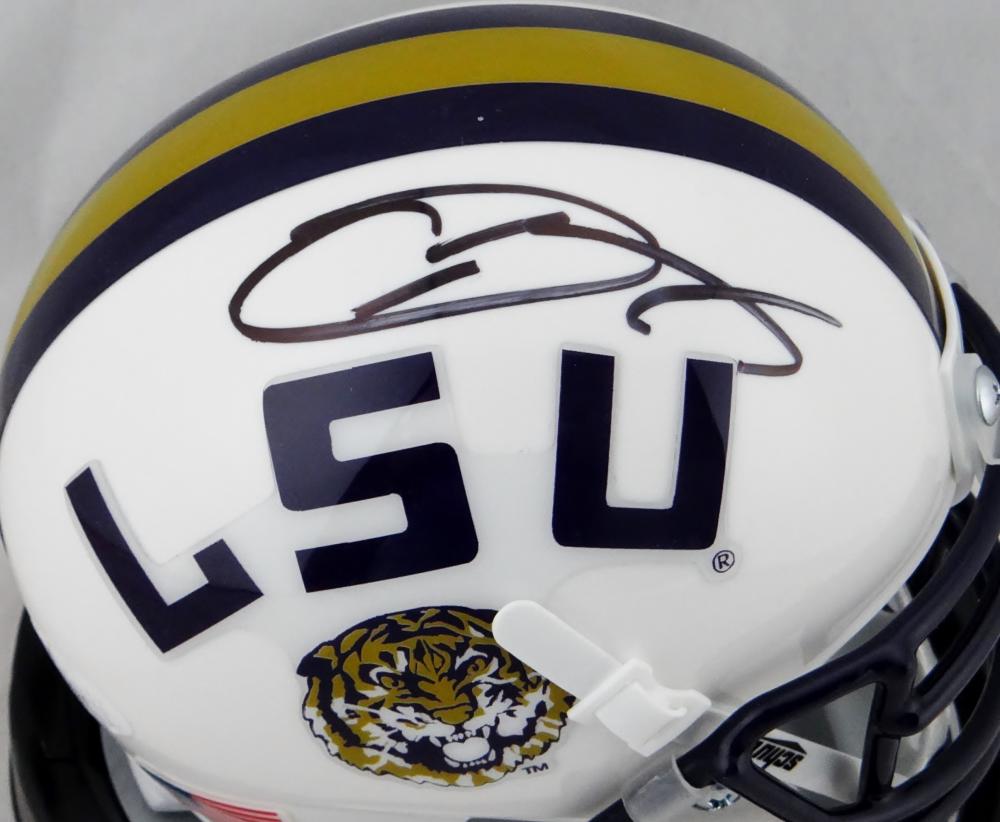 Odell Beckham Signed LSU Tigers White/Gold Schutt Mini Helmet- JSA Auth *Top