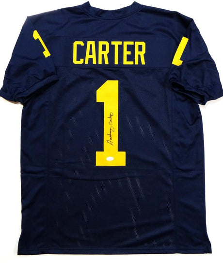 Anthony Carter Autographed Navy College Style Jersey- JSA W Authenticated *1 Image 1