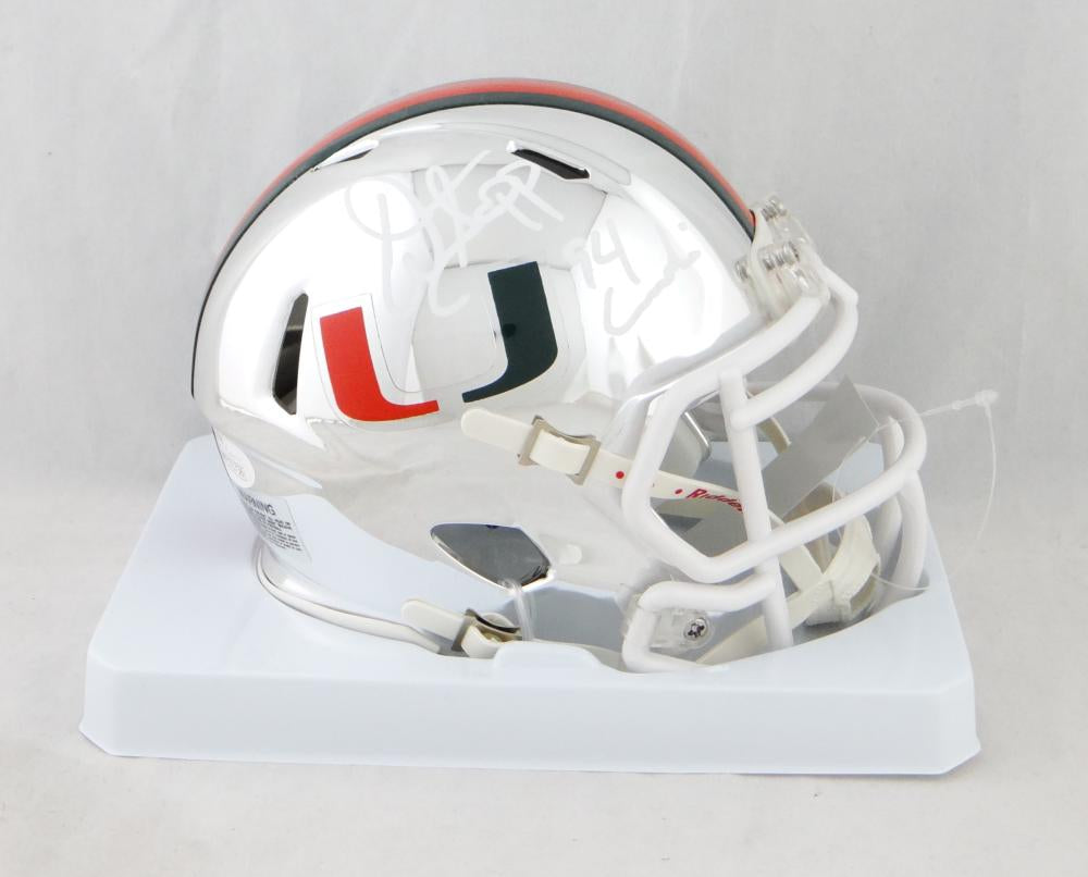 Warrren Sapp Signed Miami Hurricanes Riddell Chrome Mini Helmet w/ Insc-JSA W Auth *White