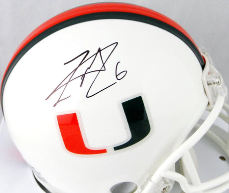 Lamar Miller Autographed Miami Hurricanes White Riddell Mini Helmet- JSA W Auth *Black