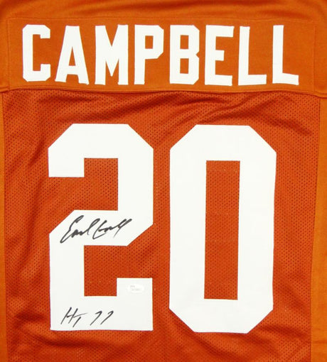 Earl Campbell Autographed Orange College Style Jersey W/ HT- JSA Witnessed Auth Image 2