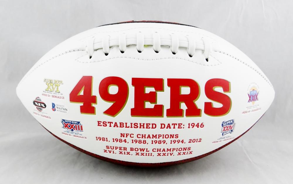 Deion Sanders Autographed San Francisco 49ers Logo Football- Beckett Auth *Black