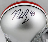 Nick Bosa Autographed Ohio State Buckeyes Silver Mini Helmet- Beckett Auth *Black