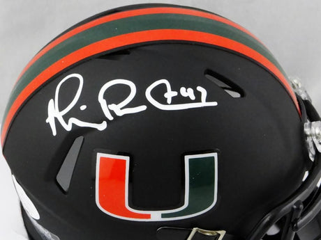 Michael Irvin Signed Miami Hurricanes Black Speed Mini Helmet- JSA W Auth *White