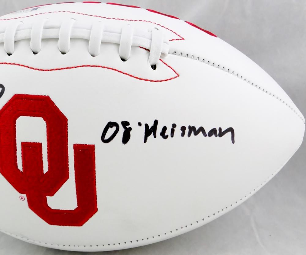 Sam Bradford Autographed Oklahoma Sooners Logo Football w/ HT - Beckett Auth