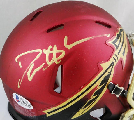 Deion Sanders Signed Florida State Garnett Speed Mini Helmet - Beckett W Auth *Gold