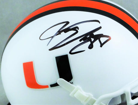 Jeremy Shockey Autographed Miami Hurricanes Schutt Mini Helmet - JSA W Auth *Black