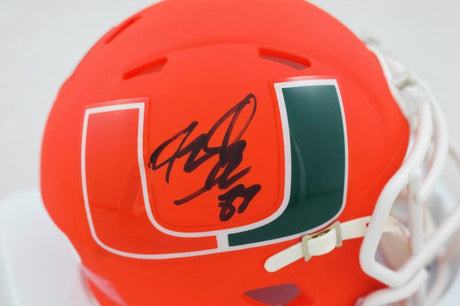 Jeremy Shockey Autographed Miami Hurricanes AMP Mini Helmet - JSA W Auth *White