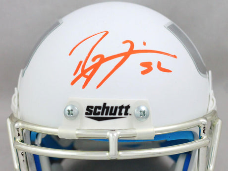 Ray Lewis Autographed Miami Hurricanes White Schutt Mini Helmet- Beckett Auth *Orange