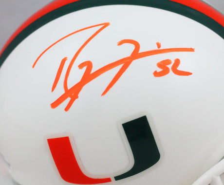 Ray Lewis Autographed Miami Hurricanes White Riddell Speed Mini Helmet- Beckett W Auth *Orange