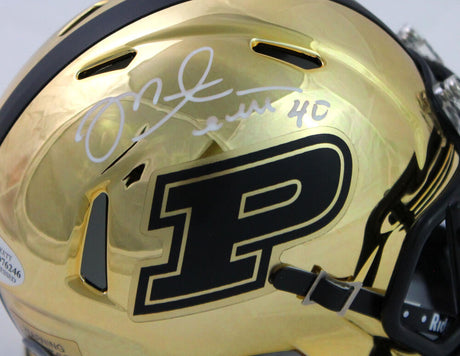 Mike Alstott Autographed Purdue Boilermakers Chrome Mini Helmet - Beckett W Auth *White