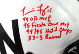 Tommie Frazier Signed Nebraska Cornhuskers F/S 2019 Speed Authentic Helmet w/ 5 Stats - Beckett W Auth