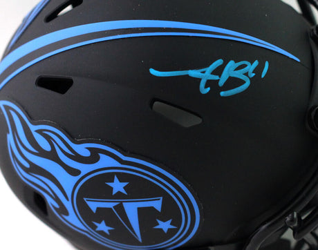 AJ Brown Autographed Tennessee Titans Eclipse Speed Mini Helmet - Beckett W Auth *Blue