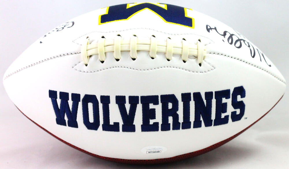 Nico Collins Autographed Michigan Wolverines Logo Football w/ Go Blue- JSA Witness