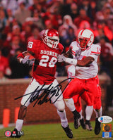 Adrian Peterson Autographed Oklahoma Sooners 8x10 HM Photo vs Nebraska - Beckett Witness