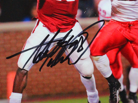 Adrian Peterson Autographed Oklahoma Sooners 8x10 HM Photo vs Nebraska - Beckett Witness