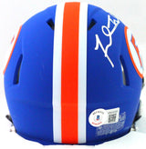 Fred Taylor Autographed Florida Gators Blue Speed Mini Helmet- Beckett W *Silver