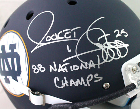 Rocket Ismail Autographed Notre Dame Blue Alternate FS Helmet blue mask- Beckett W *Silver