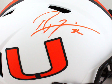 Ray Lewis Autographed Miami Hurricanes Lunar Speed Helmet- Beckett W *Orange