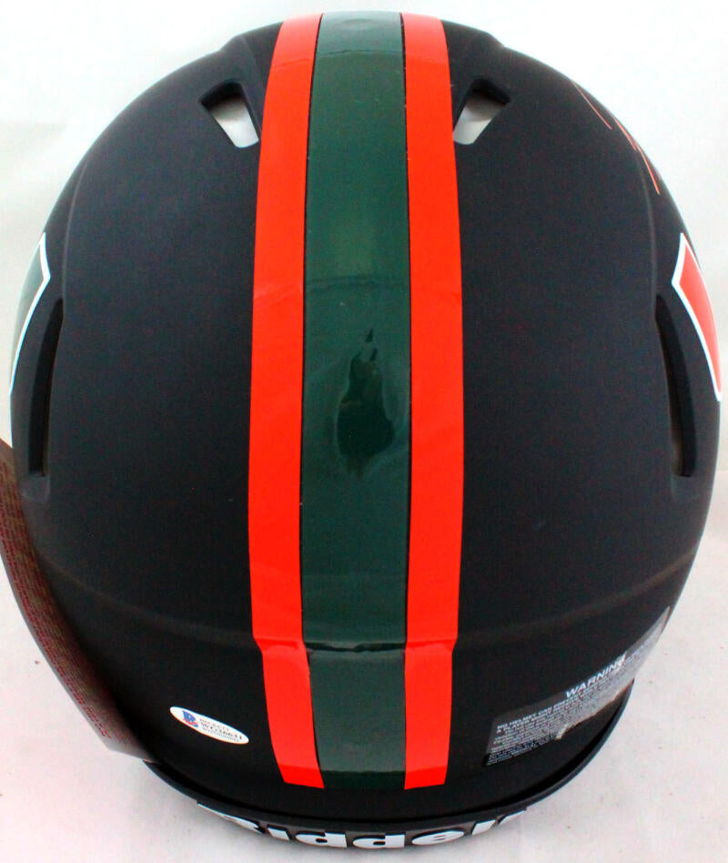 Ray Lewis Autographed Miami Hurricanes Black Night Authentic F/S Helmet- Beckett W *Orange