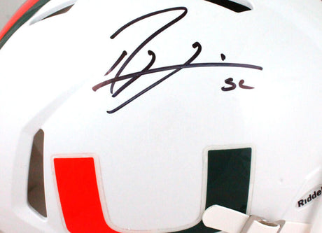 Ray Lewis Autographed Miami Hurricanes F/S Riddell Speed Authentic Helmet- Beckett W *Black