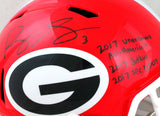 Roquan Smith Autographed GA Bulldogs Speed F/S Helmet w/ 3 Insc- Beckett W *Black