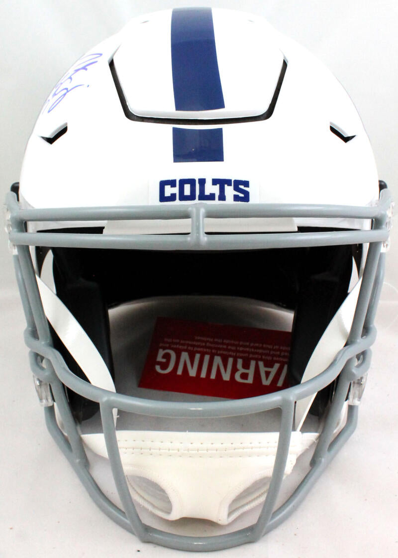 Peyton Manning Autographed Colts Speed Flex F/S Authentic Helmet- Fanatics *Blue Image 3