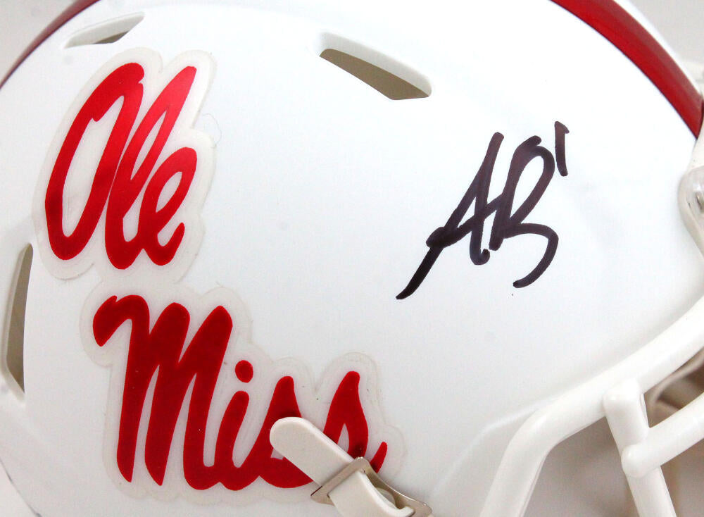 A.J. Brown Autographed White Ole Miss Rebels Speed Mini Helmet- Beckett W Hologram *Black Image 2