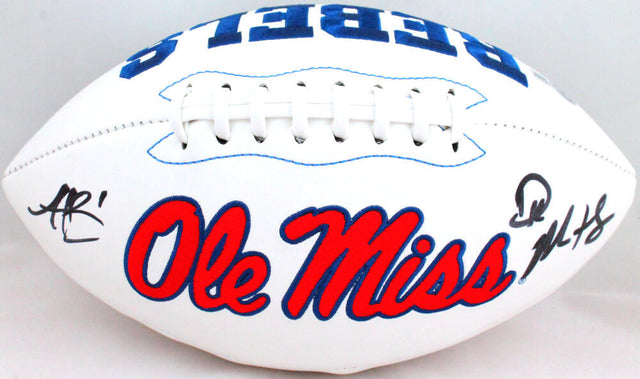 DK Metcalf/AJ Brown Autographed Ole Miss Rebels Logo Football-Beckett W Hologram Image 1