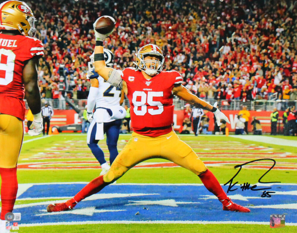 George Kittle Autographed San Francisco 49ers 16x20 Celebrating Photo- Beckett W Hologram