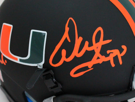 Warren Sapp Autographed Miami Hurricanes Black Alt Mini Helmet w/ Insc - Beckett W Hologram *Orange