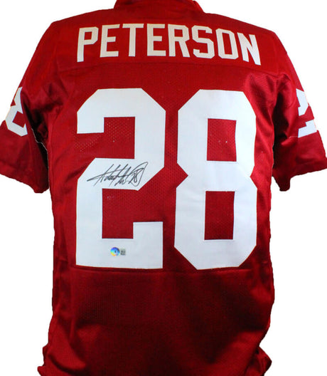 Adrian Peterson Autographed Crimson College Style Jersey- Beckett W Hologram *Black Image 1