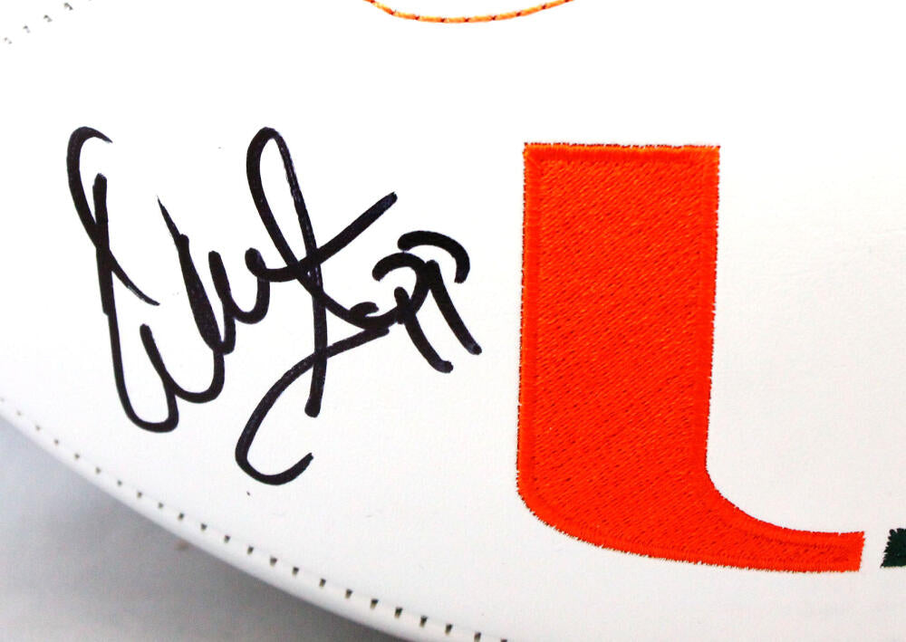 Warren Sapp Autographed Miami Hurricanes Logo Football w/ 94 Lombardi-Beckett W Hologram