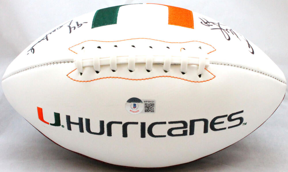 Warren Sapp Autographed Miami Hurricanes Logo Football w/ 94 Lombardi-Beckett W Hologram