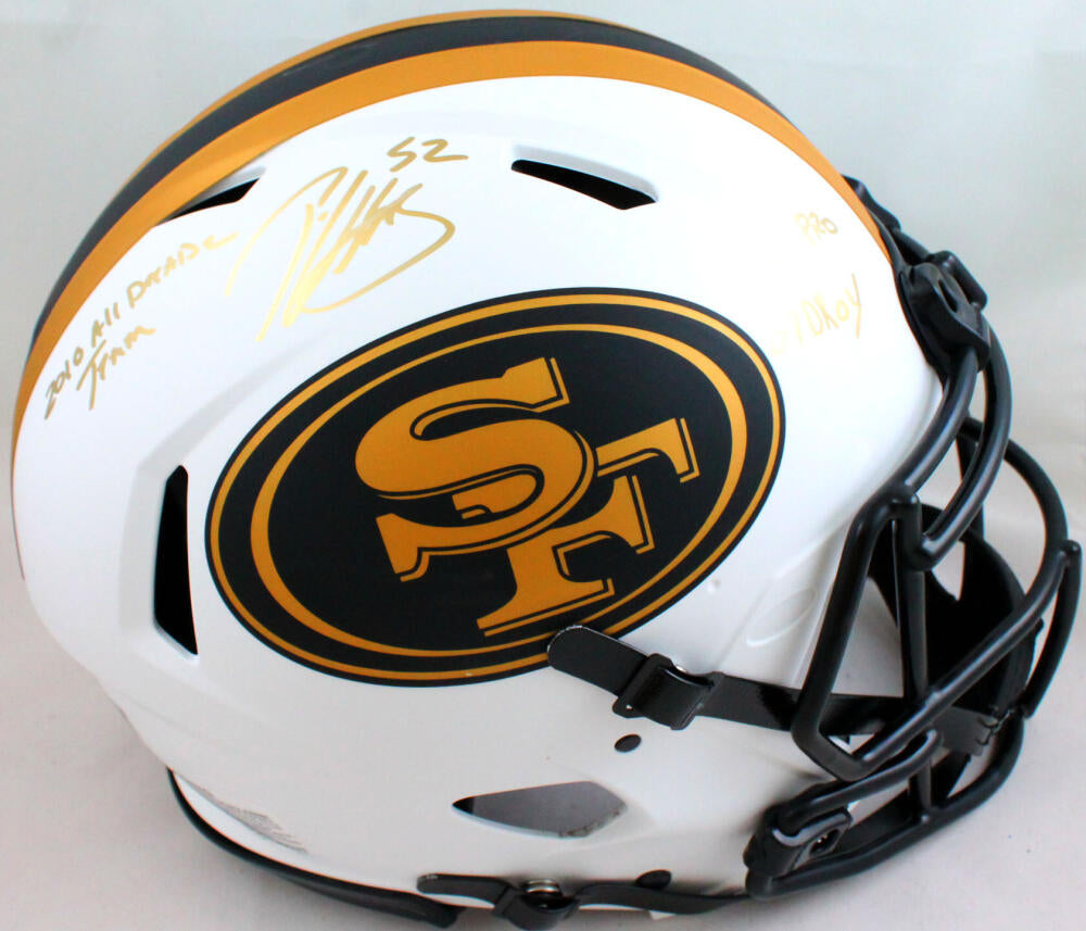 Patrick Willis Signed 49ers Lunar Authentic FS Helmet w/ 3 Insc- Beckett W Hologram *Gold