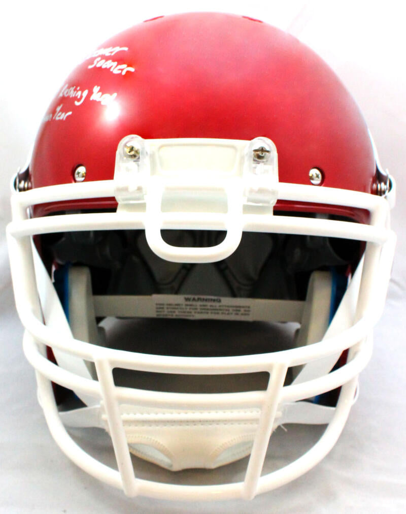 Adrian Peterson Autographed Oklahoma Sooners F/S Authentic Schutt Helmet w/2 Insc.- Beckett W Hologram *Silver