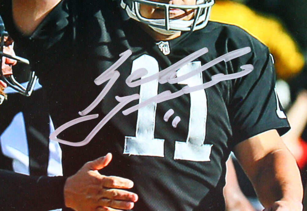 Sebastian Janikowski Signed Raiders 16x20 Arm Up- Beckett W Hologram *Silver