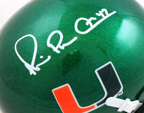 Michael Irvin Signed Miami Hurricanes Green Schutt Mini Helmet-Beckett W Hologram *White