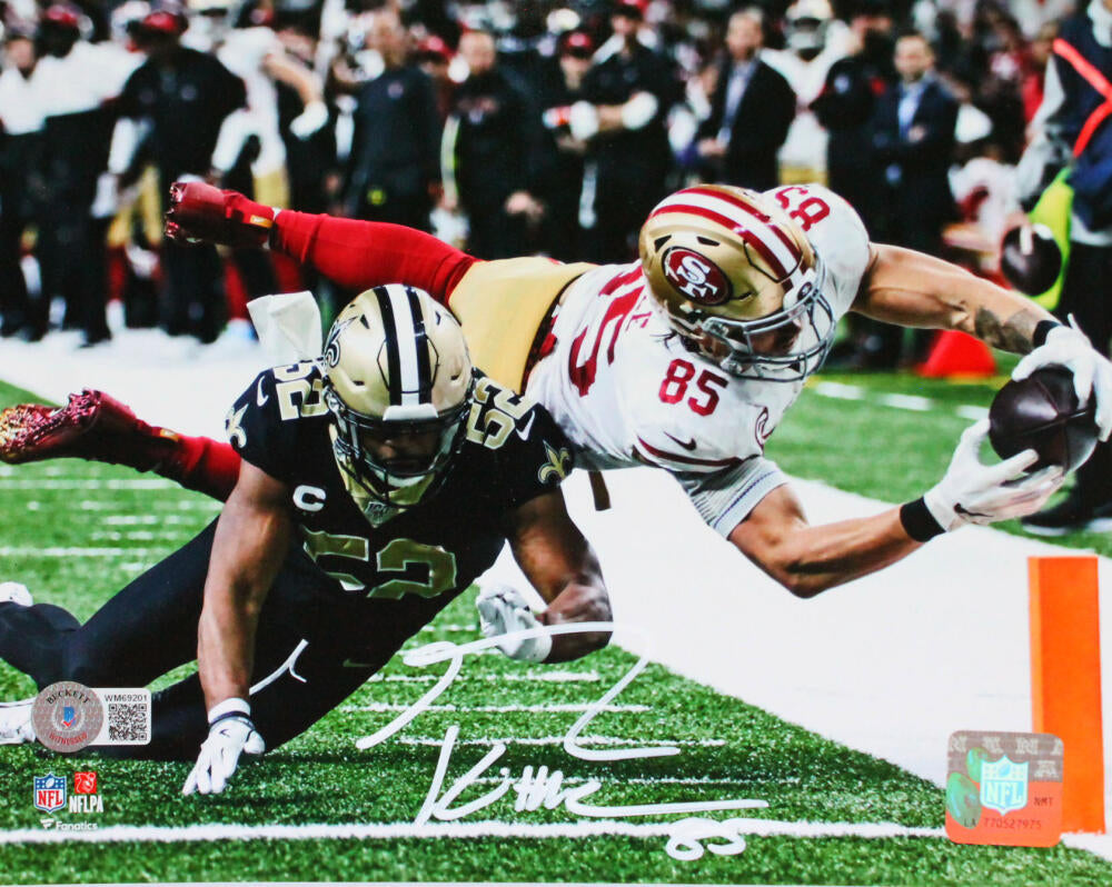 George Kittle Autographed San Francisco 49ers 8x10 Diving Catch Vs Saints Photo- Beckett W Hologram *White