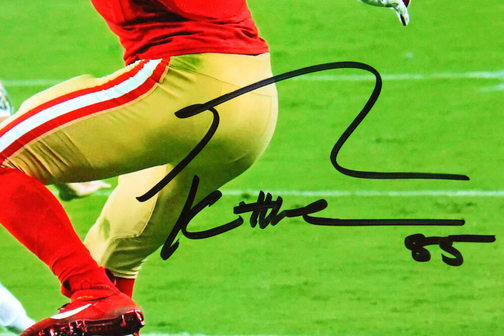 George Kittle Autographed San Francisco 49ers 8x10 One Hand Catch Photo- Beckett W Hologram *Black