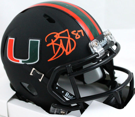 Reggie Wayne Autographed Miami Hurricanes Alt Black Mini Helmet-Beckett W Hologram *Orange Image 1