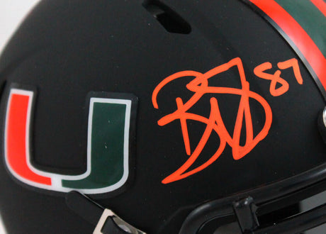 Reggie Wayne Autographed Miami Hurricanes Alt Black Mini Helmet-Beckett W Hologram *Orange Image 2