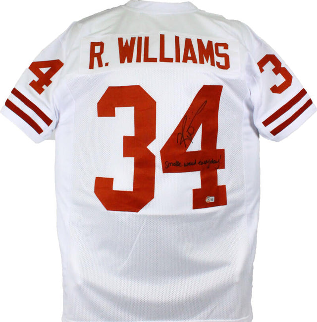 Ricky Williams Autographed White College Style Jersey w/SWED-Beckett Hologram Image 1