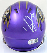 Ray Lewis Autographed Baltimore Ravens Flash Speed Mini Helmet-Beckett W Hologram*White Image 2